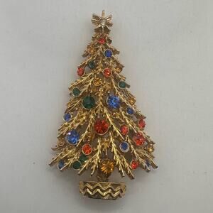 ART Christmas Tree Pin 1960s Vintage Retro Brooch Holiday Costume Jewelry